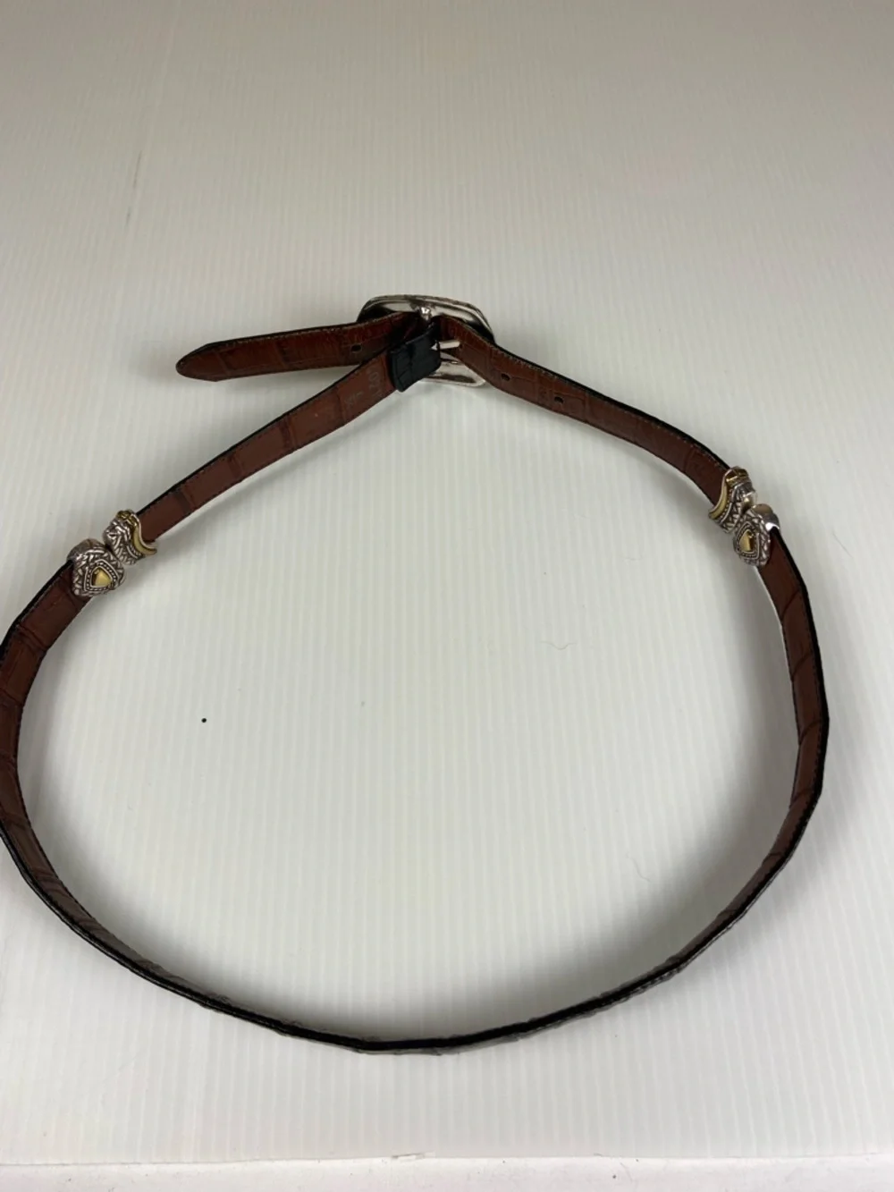 Western Concho Reversible Leather Belt Croc Embossed Black & Brown L 34